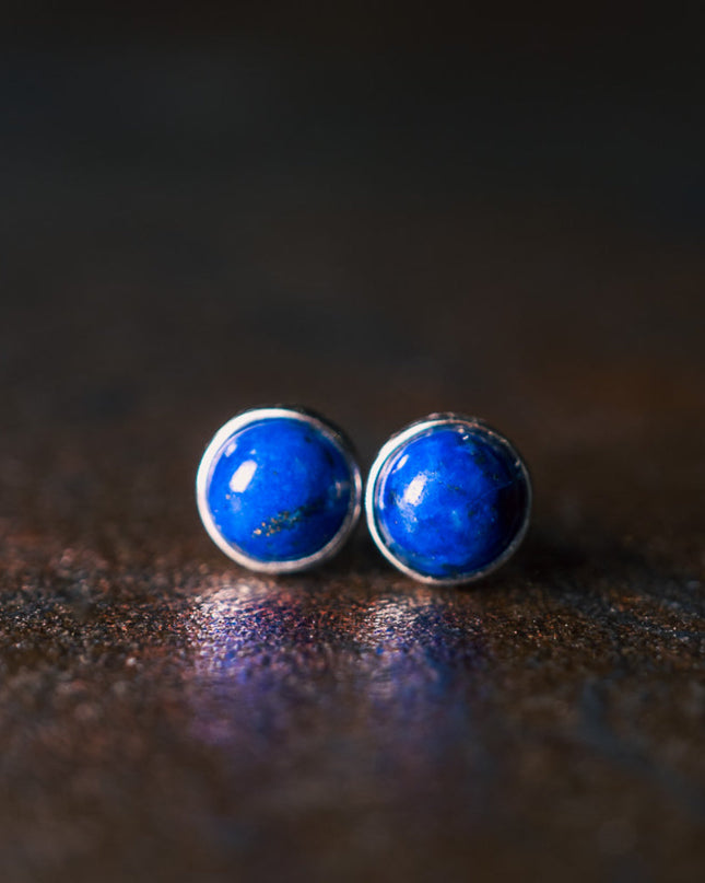 Deep Serenity Lapis Lazuli Silver Stud Earrings for Wisdom and Tranquility