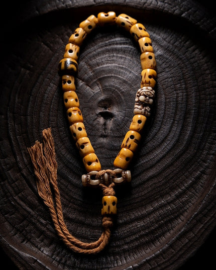 Tibetan Consume Cow Bones Protection Necklace – Handcrafted Spiritual Energy Beads
