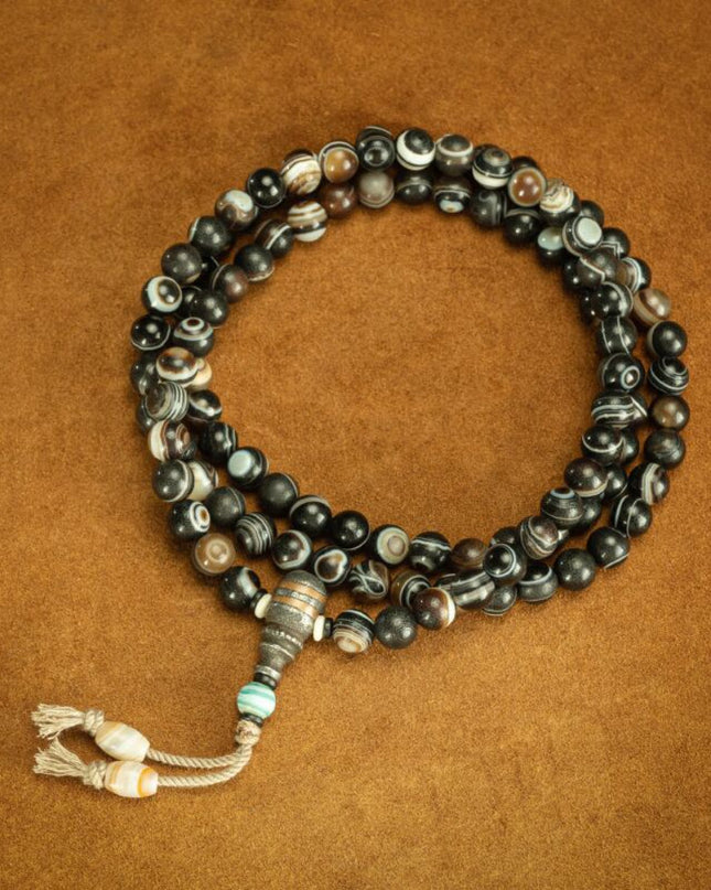 Himalayan Eye of the Buddha 108 Beads Mala Necklace for Spiritual Healing