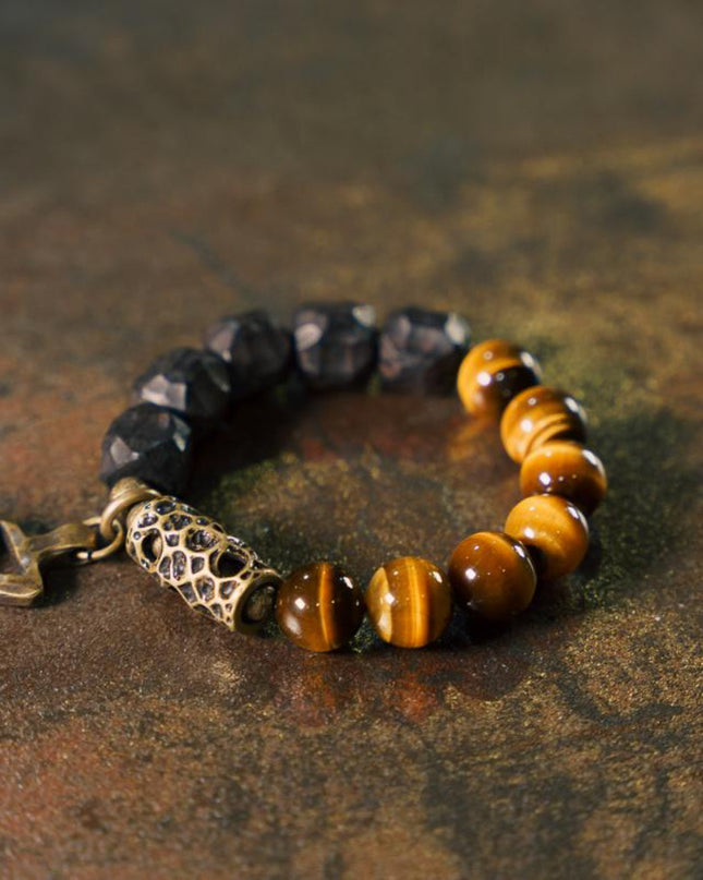 Prosperity Guardian Tiger Eye and Ebony Bracelet