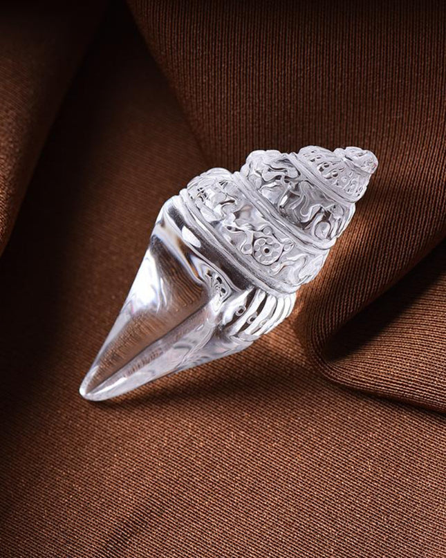 Prosperity & Healing Clear Crystal Conch Shell Pendant