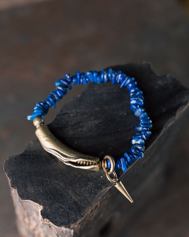 Ocean Mind Lapis Lazuli Brass Healing Bracelet