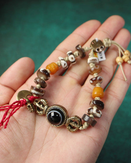 【Unique Item】Natural Eye Bead Broken Bead Cow Bone Bead Bracelet