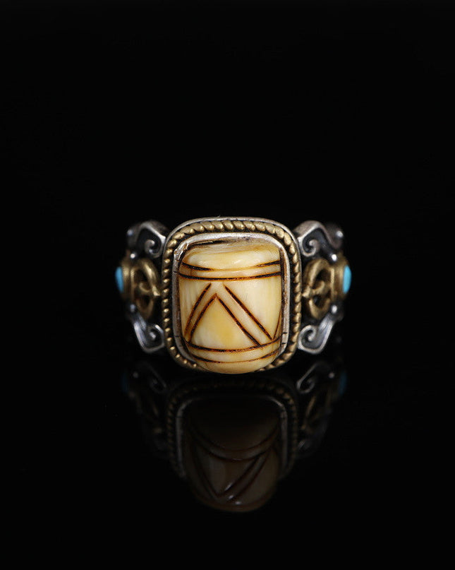 【Unique Item】Hand-Forged Tibetan Silver Dazi Ring