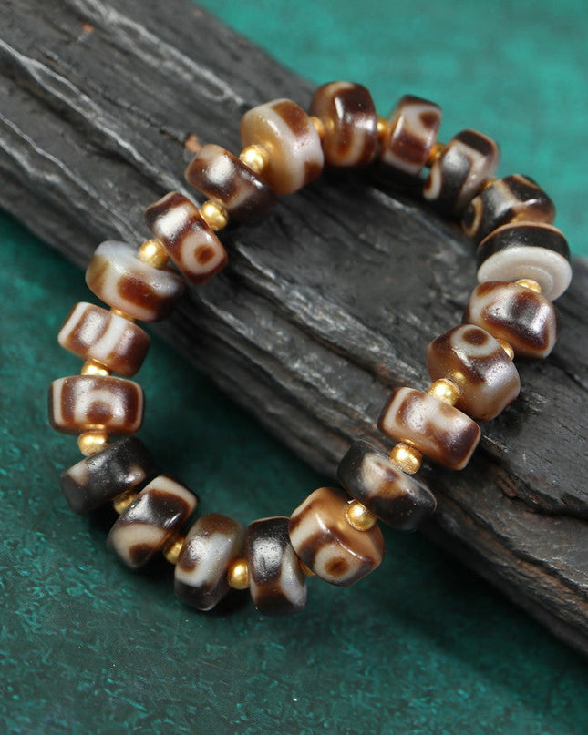 【Unique Item】Old Mine Agate Broken Dzi Bead Bracelet