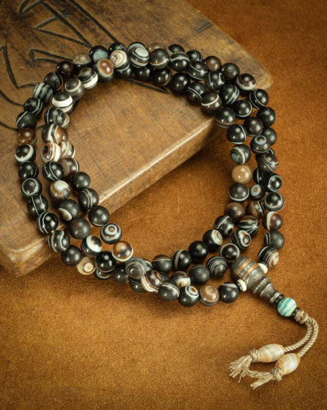 Himalayan Eye of the Buddha 108 Beads Mala Necklace for Spiritual Healing