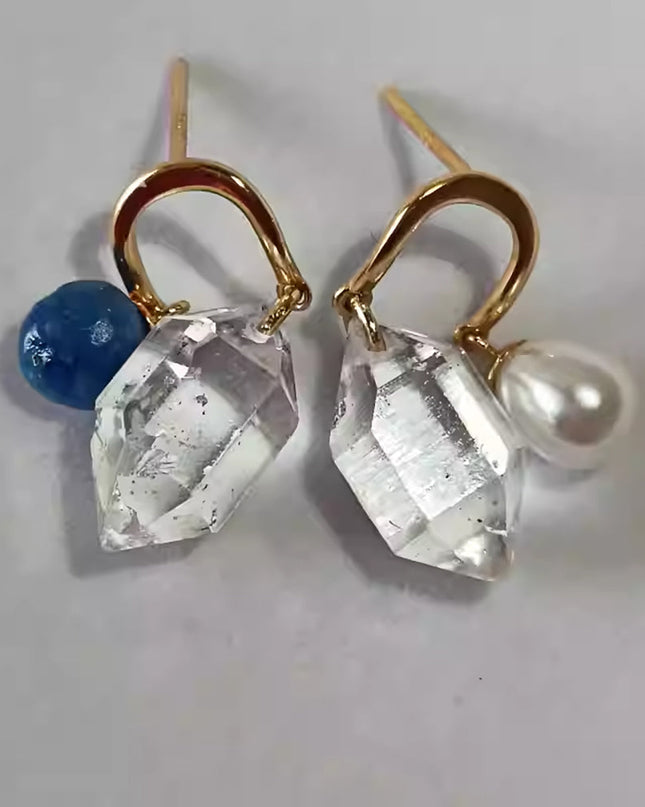 Kailash Energy Pure Harmony Crystal and Pearl Silver Earrings