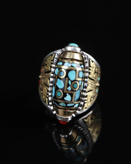 【Unique Item】 Prominent authority Dzi Bead opening ring