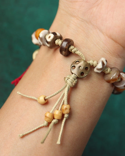 【Unique Item】Natural Eye Bead Broken Bead Cow Bone Bead Bracelet