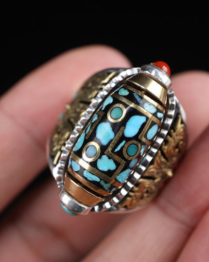 【Unique Item】 Prominent authority Dzi Bead opening ring