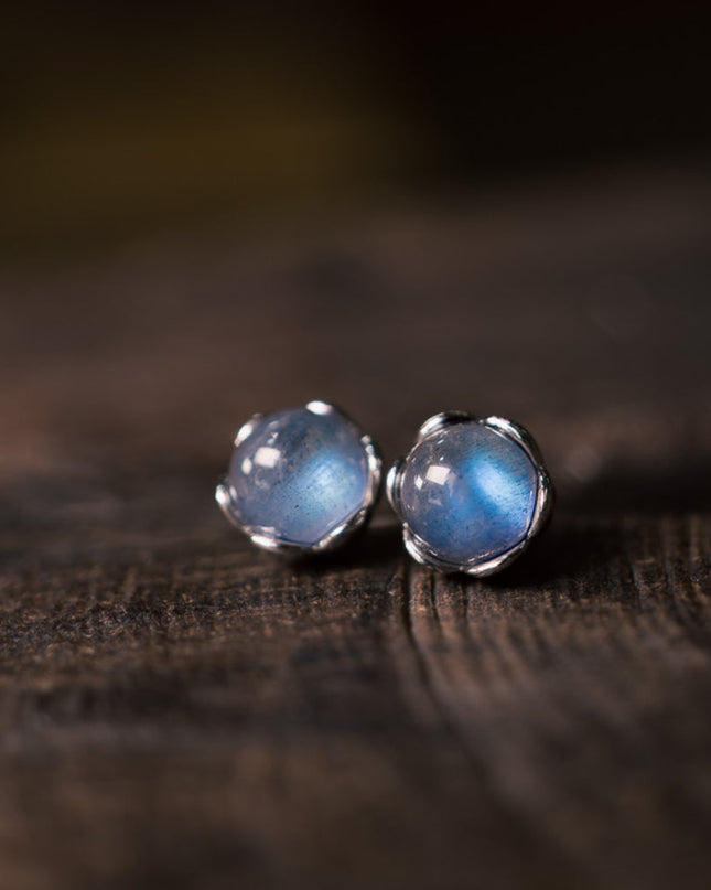 Tranquil Moonlight Silver Stud Earrings for Serenity and Balance