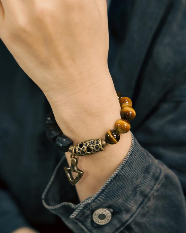 Prosperity Guardian Tiger Eye and Ebony Bracelet
