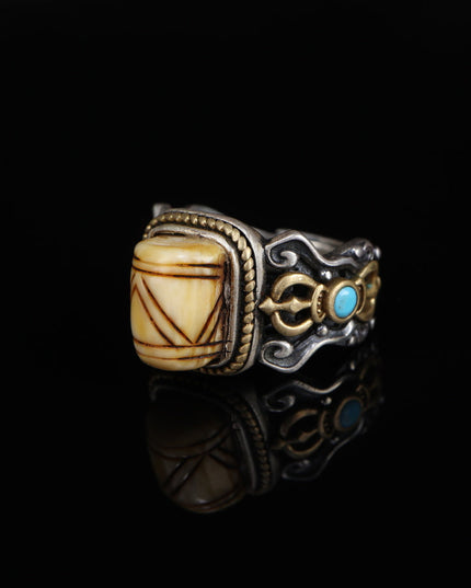 【Unique Item】Hand-Forged Tibetan Silver Dazi Ring