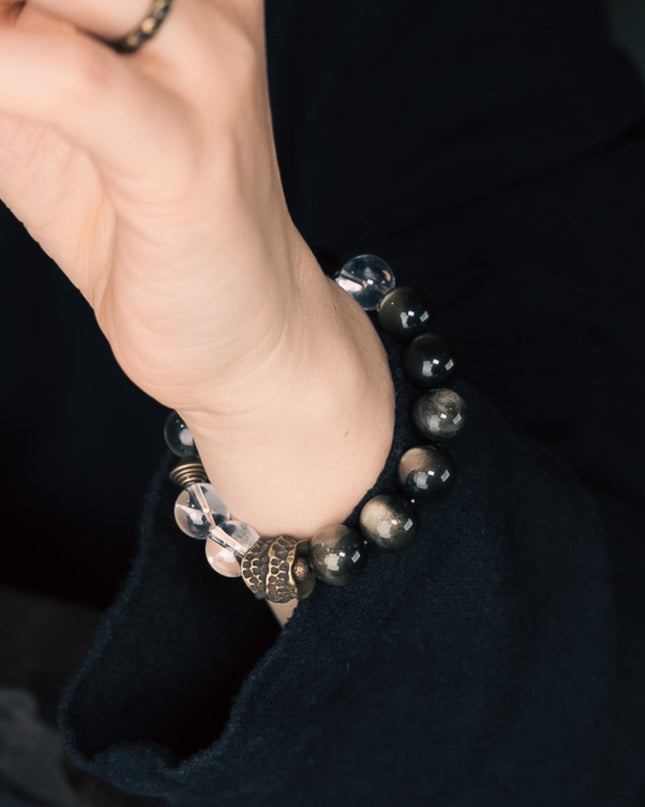 Golden Brilliant Stone Clear Crystal Bracelet