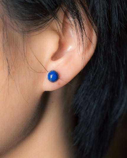 Deep Serenity Lapis Lazuli Silver Stud Earrings for Wisdom and Tranquility
