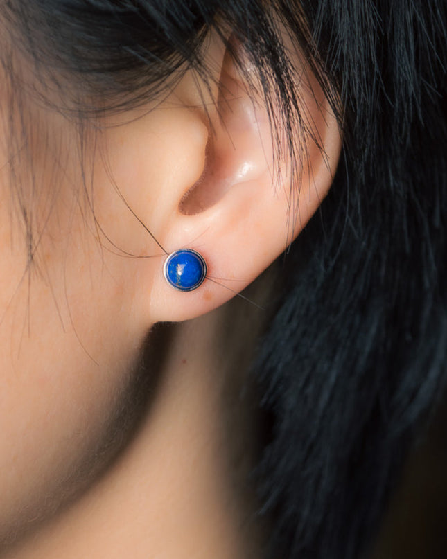 Deep Serenity Lapis Lazuli Silver Stud Earrings for Wisdom and Tranquility