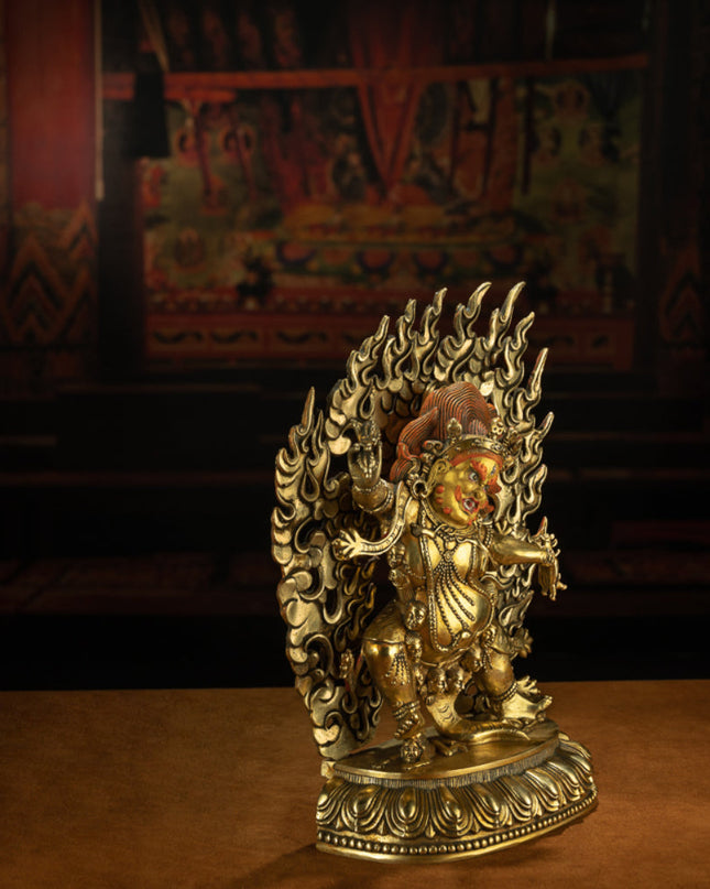 Angry Guru Padmasambhava Mahakala Statue for Spiritual Protection and Power