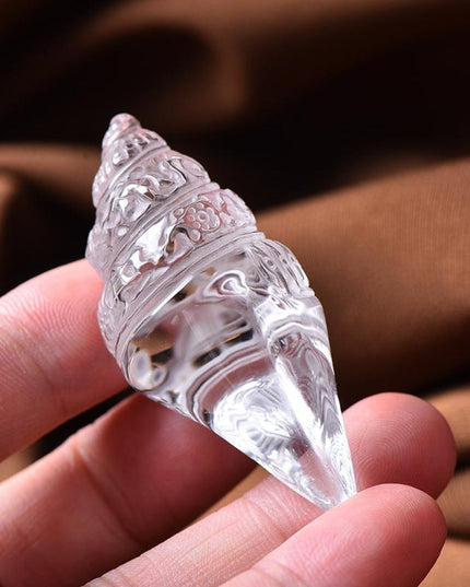Prosperity & Healing Clear Crystal Conch Shell Pendant