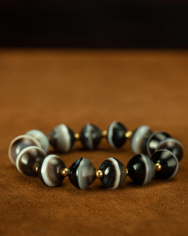 Healing Buddha Dzi Bead Bracelet for Spiritual Wellness & Protection