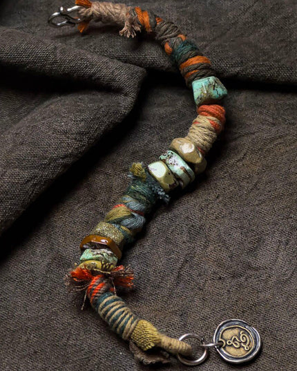 Earthbound Harmony Bracelet | Turquoise, Silk & Silver Talisman for Spiritual Balance