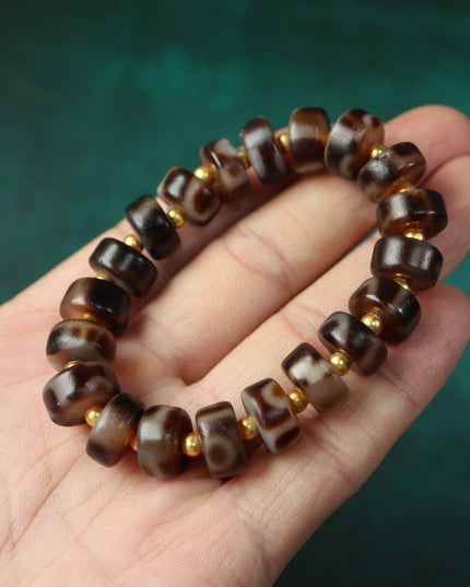 【Unique Item】Old Mine Agate Broken Dzi Bead Bracelet