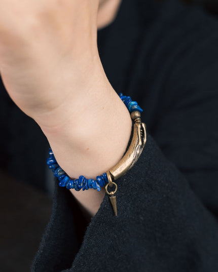 Ocean Mind Lapis Lazuli Brass Healing Bracelet