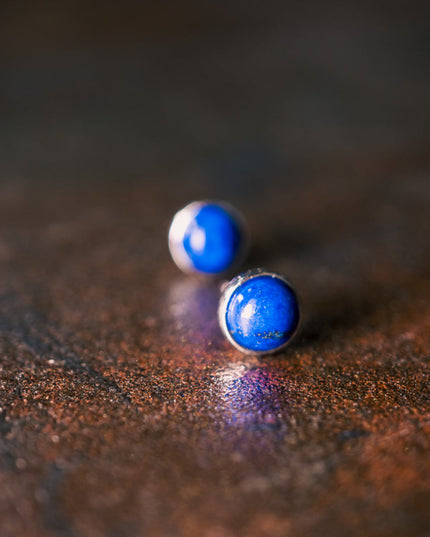 Deep Serenity Lapis Lazuli Silver Stud Earrings for Wisdom and Tranquility