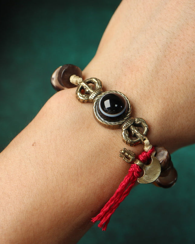 【Unique Item】Natural Eye Bead Broken Bead Cow Bone Bead Bracelet