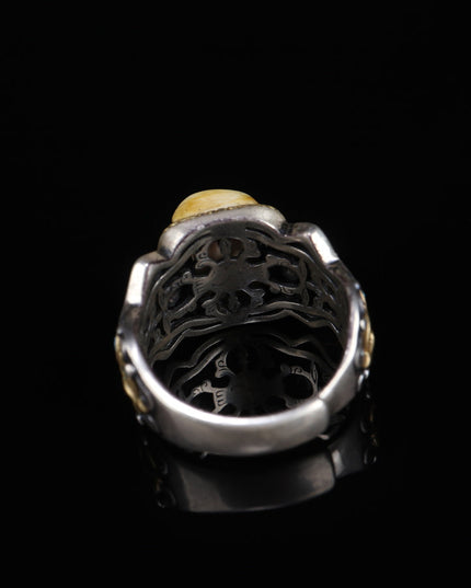 【Unique Item】Hand-Forged Tibetan Silver Dazi Ring