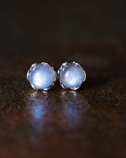 Tranquil Moonlight Silver Stud Earrings for Serenity and Balance