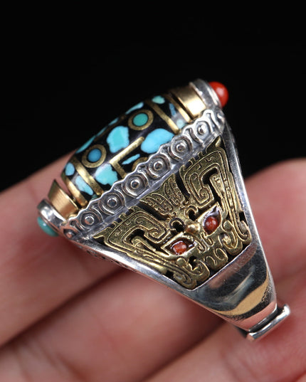 【Unique Item】 Prominent authority Dzi Bead opening ring