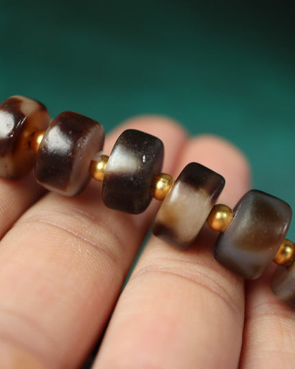【Unique Item】Old Mine Agate Broken Dzi Bead Bracelet