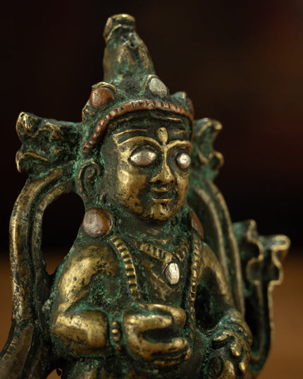 Guardian of Earthly Fortune: Inlaid Copper Black Jambhala Figurine