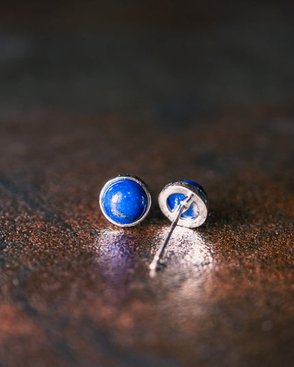 Deep Serenity Lapis Lazuli Silver Stud Earrings for Wisdom and Tranquility