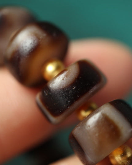 【Unique Item】Old Mine Agate Broken Dzi Bead Bracelet