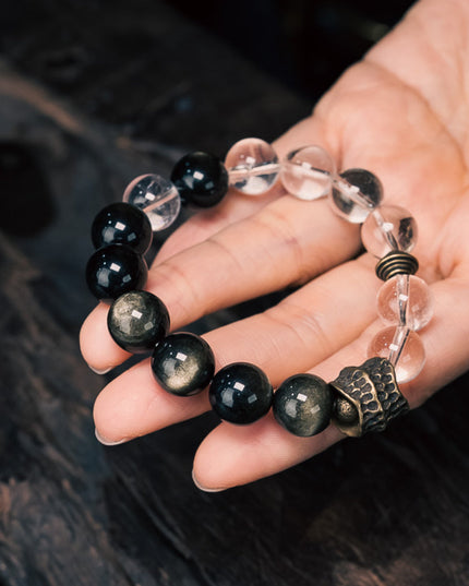 Golden Brilliant Stone Clear Crystal Bracelet