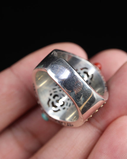 【Unique Item】 Prominent authority Dzi Bead opening ring