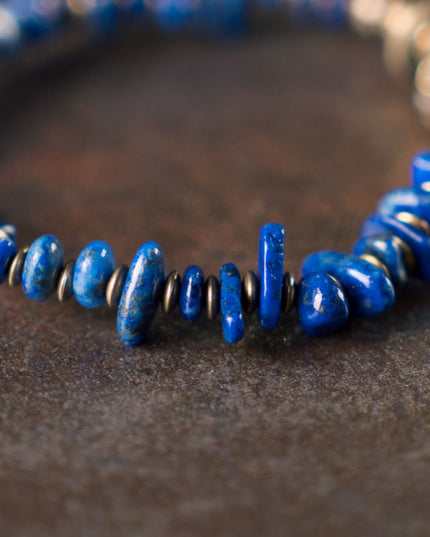 Tranquil Spirit Lapis Lazuli Bracelet with Vintage Brass Accents