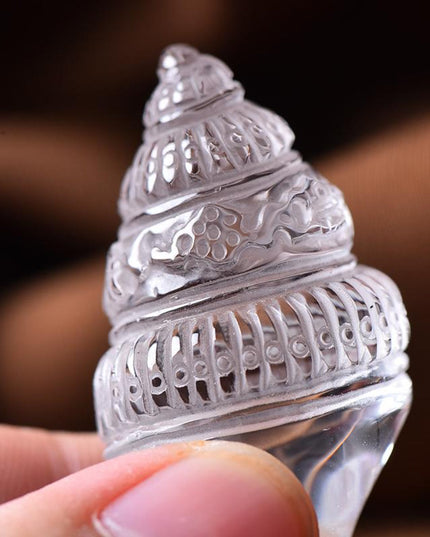 Prosperity & Healing Clear Crystal Conch Shell Pendant