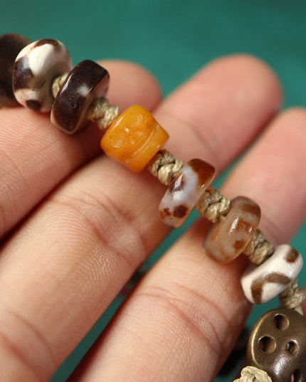 【Unique Item】Natural Eye Bead Broken Bead Cow Bone Bead Bracelet
