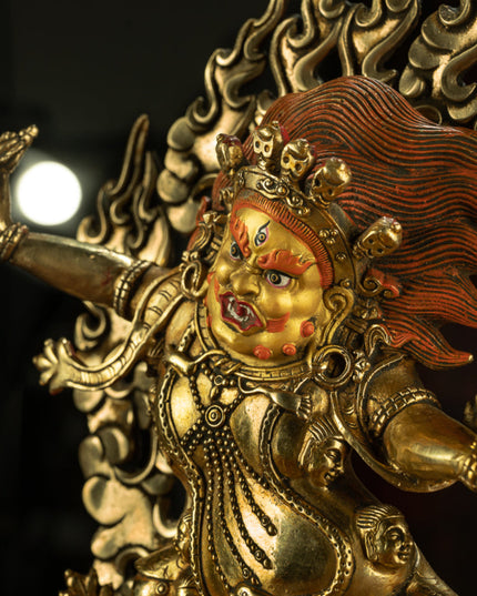 Angry Guru Padmasambhava Mahakala Statue for Spiritual Protection and Power