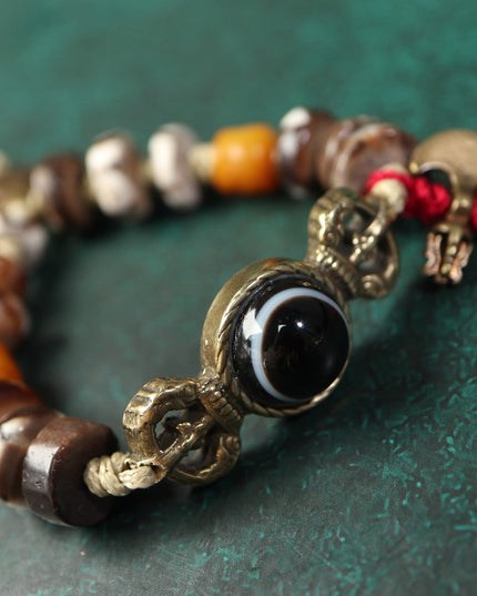 【Unique Item】Natural Eye Bead Broken Bead Cow Bone Bead Bracelet