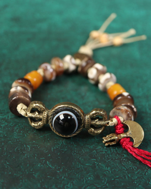 【Unique Item】Natural Eye Bead Broken Bead Cow Bone Bead Bracelet