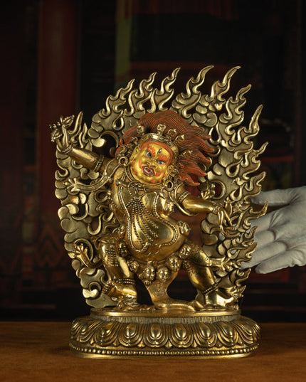 Angry Guru Padmasambhava Mahakala Statue for Spiritual Protection and Power