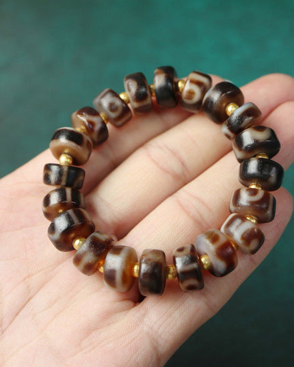 【Unique Item】Old Mine Agate Broken Dzi Bead Bracelet