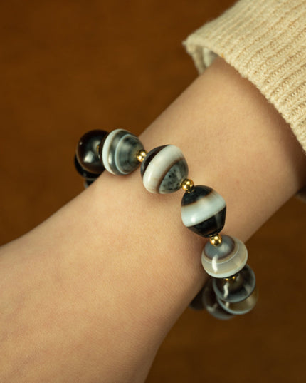 Healing Buddha Dzi Bead Bracelet for Spiritual Wellness & Protection
