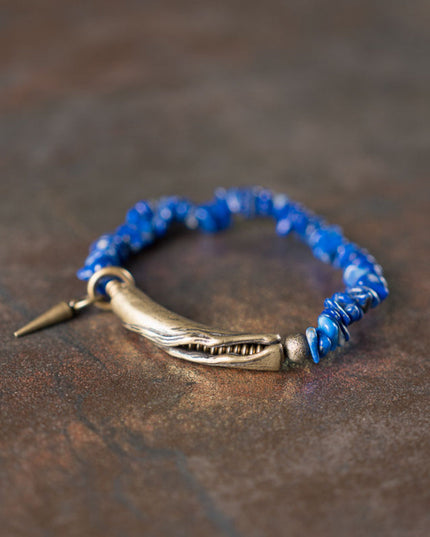 Ocean Mind Lapis Lazuli Brass Healing Bracelet