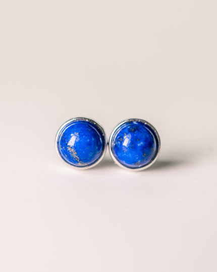 Deep Serenity Lapis Lazuli Silver Stud Earrings for Wisdom and Tranquility