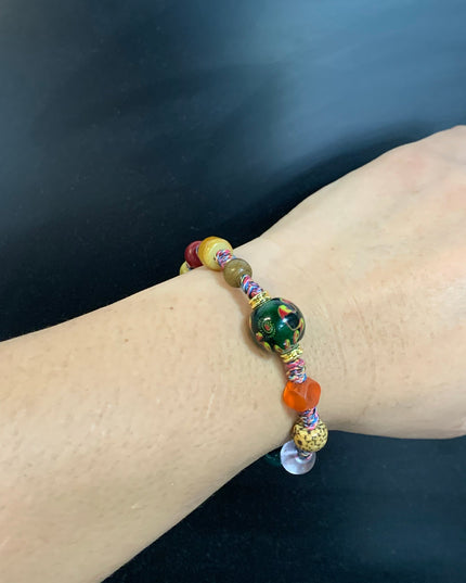 【Unique Item】Powerful tiger tooth, prayer Dzi beads bracelet