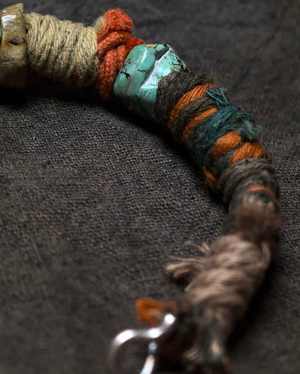 Earthbound Harmony Bracelet | Turquoise, Silk & Silver Talisman for Spiritual Balance
